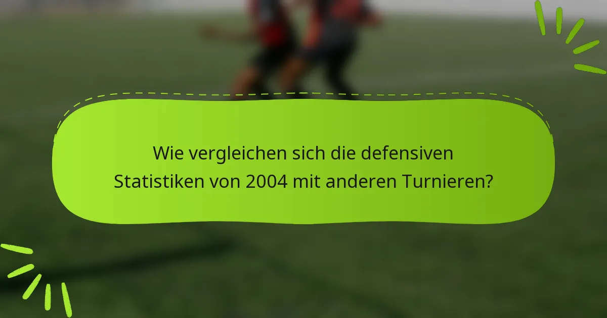 Wie vergleichen sich die defensiven Statistiken von 2004 mit anderen Turnieren?